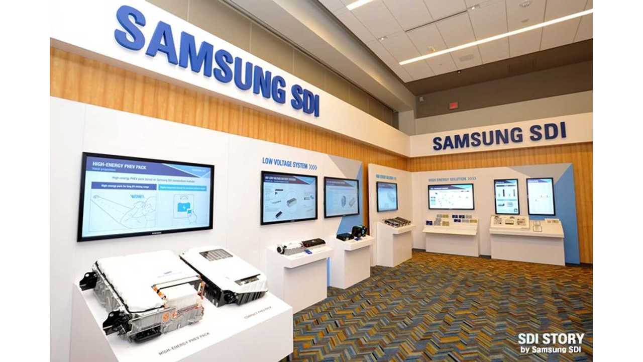 Samsung SDI lithium-ion batteries at the 2016 North American International Auto Show in Detroit