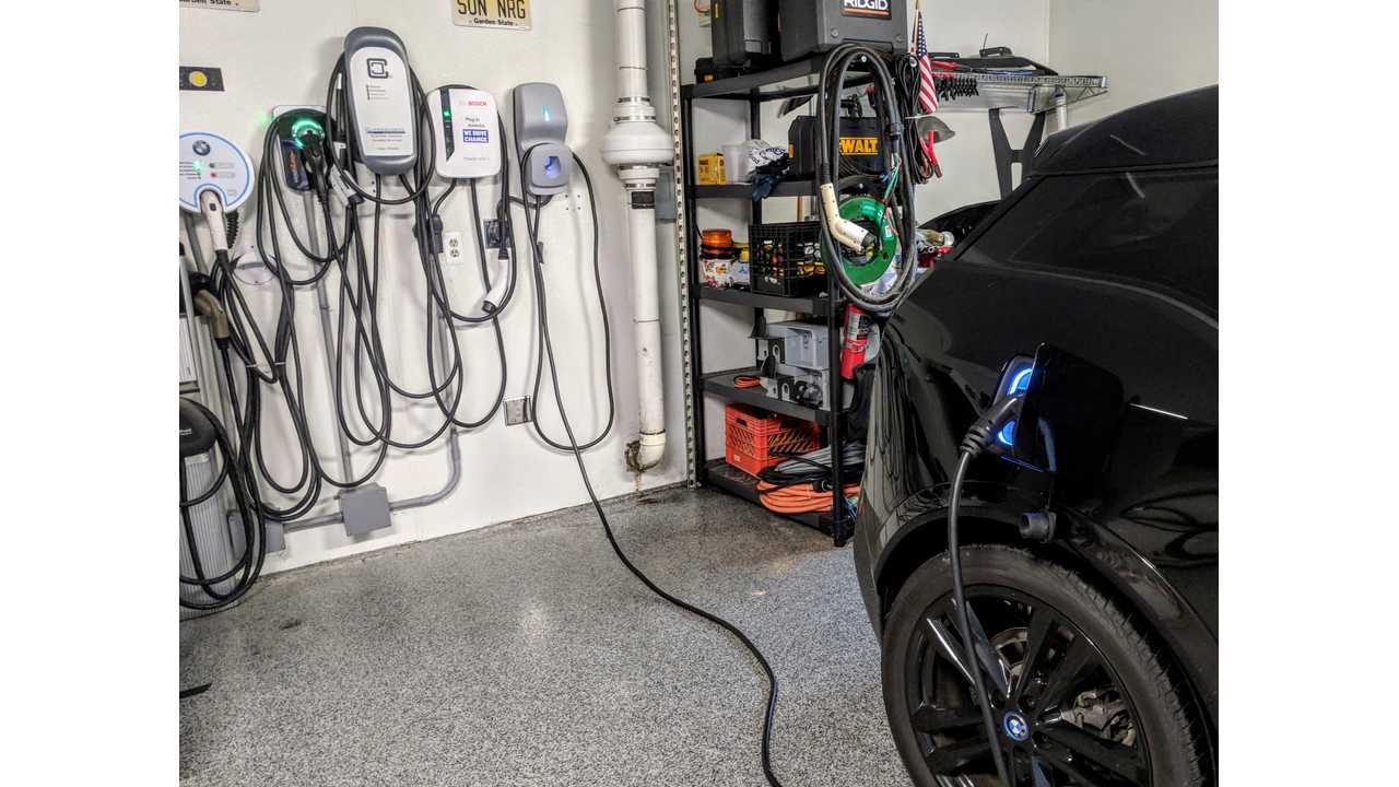 Charging a BMW i3s. The BMW i3s can accept 32-amps so it charged slightly slower on the 30-amp Flo unit than it does on some of the other EVSEs pictured