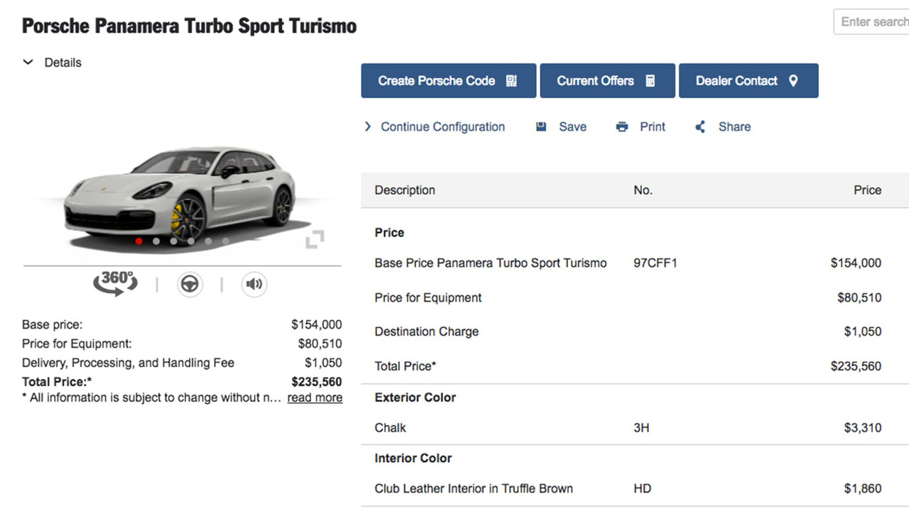 Most Expensive Porsche Panamera Sport Turismo Costs $235,560