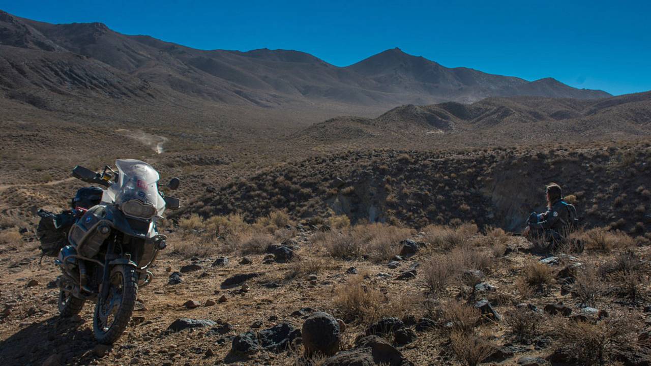 Stacie stops to take in the beauty of the Mojave Desert.