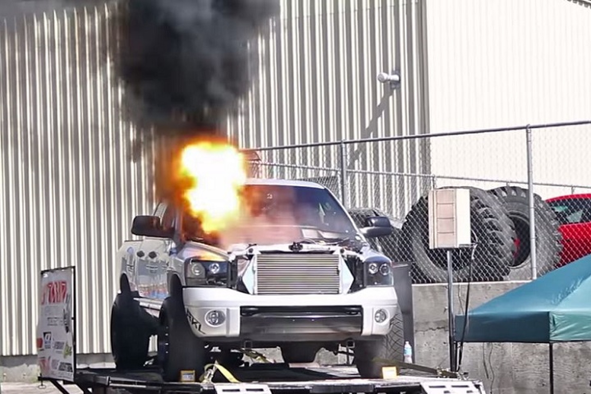 Watch this Diesel Truck Ignite on a Dyno Photos