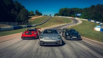 Three Manthey Kit-upgraded Porsche 911 GT models at Road Atlanta