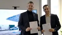 Nio-Deutschland-Chef Ralf Kranz (links) und EnBW-Manager Sillober nach Vereinbarung der Kooperation