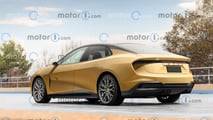 Rendering della berlina elettrica Lotus