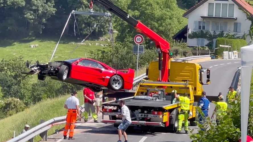 Vídeo: un Ferrari F40, destrozado por un accidente en Suiza