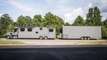 2008 Freightliner Coronado Motorhome + Haulmark Garage Trailer