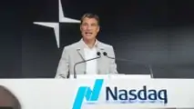 Polestar CEO Thomas Ingenlath speaking at the Nasdaq opening bell ceremony on June 28, 2022