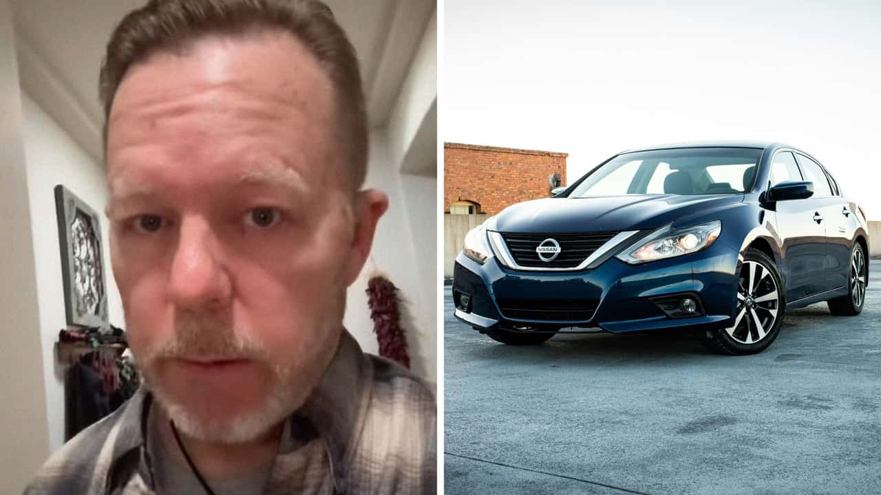 Man take Nissan Altima to the shop