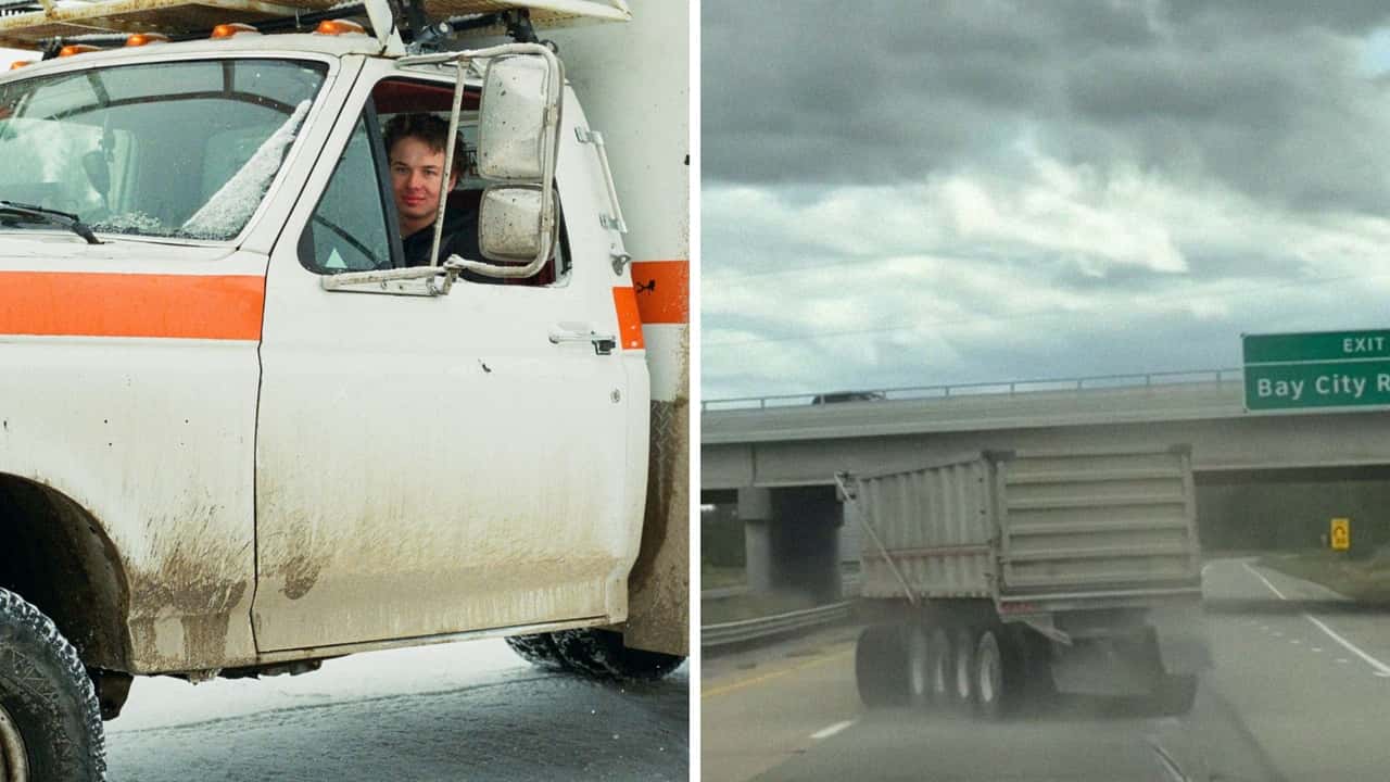 Rig Pulling 2 Trailers Loses Control