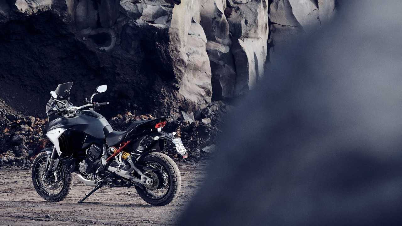 2021 Ducati Multistrada V4 S, Beauty, Rock, 3/4 Back, Left