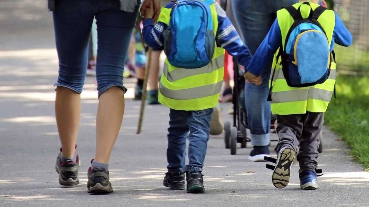 Walking kids to school