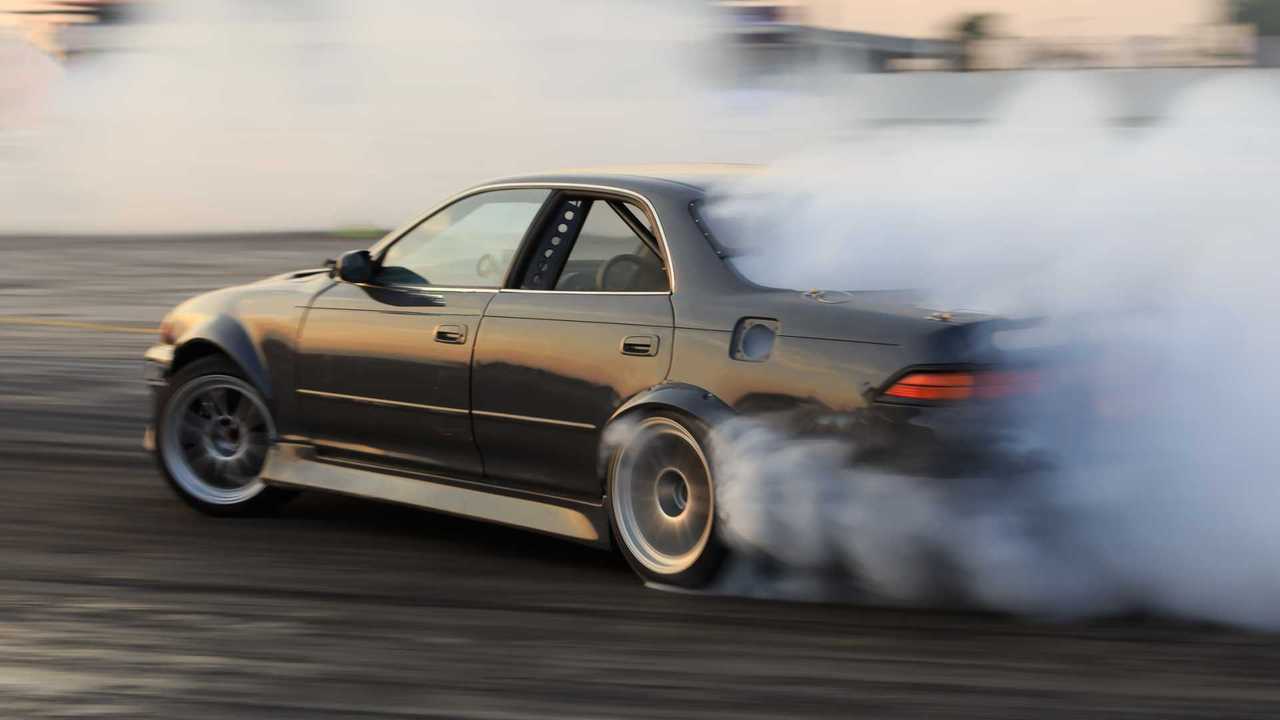 Car drifting on race track