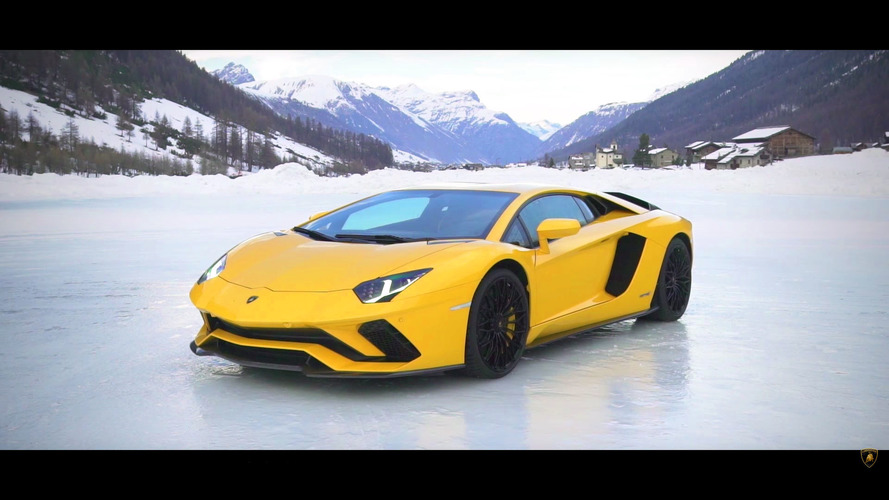 Watch A Snowbound Lamborghini Aventador S Take On An Airplane