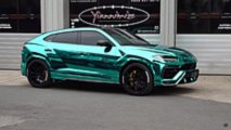 Turkuaz Krom Renginde Lamborghini Urus ve Aventador S