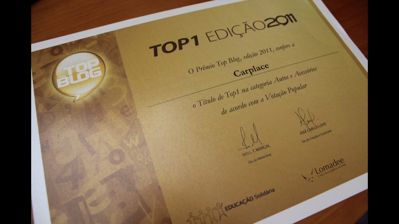 CARPLACE é eleito o Melhor Blog Automotivo do Brasil no Prêmio Top Blog 2011 - De Novo!!