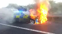 UK police BMW 530d in flames