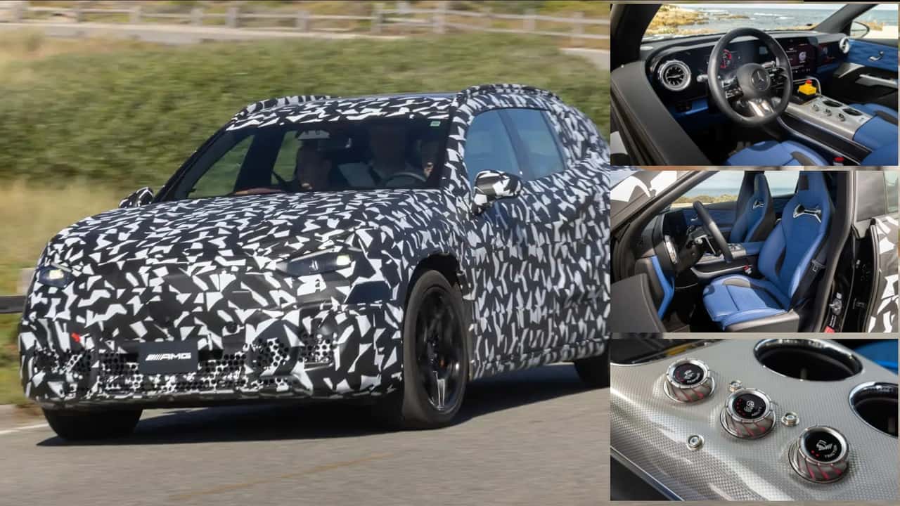 Collage: Mercedes-AMG GT SUV (Prototyp), Exterieur und Interieur