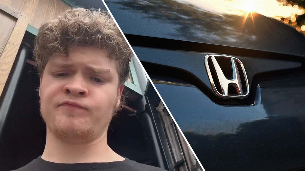 Man spots Honda Fit in parking lot.