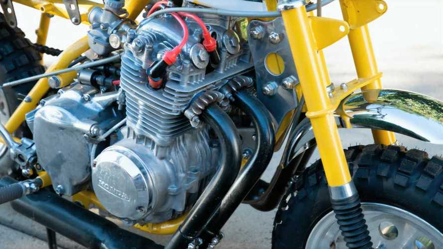 Honda CB350F-Powered Z50 Mini Trail - Front Right Engine Closeup