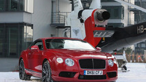 Bentley airlifts a V8 Continental GT coupe over Munich 08.02.2012