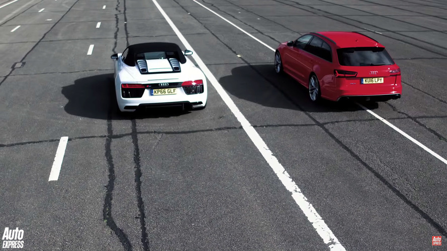 Audi RS6 drag races R8