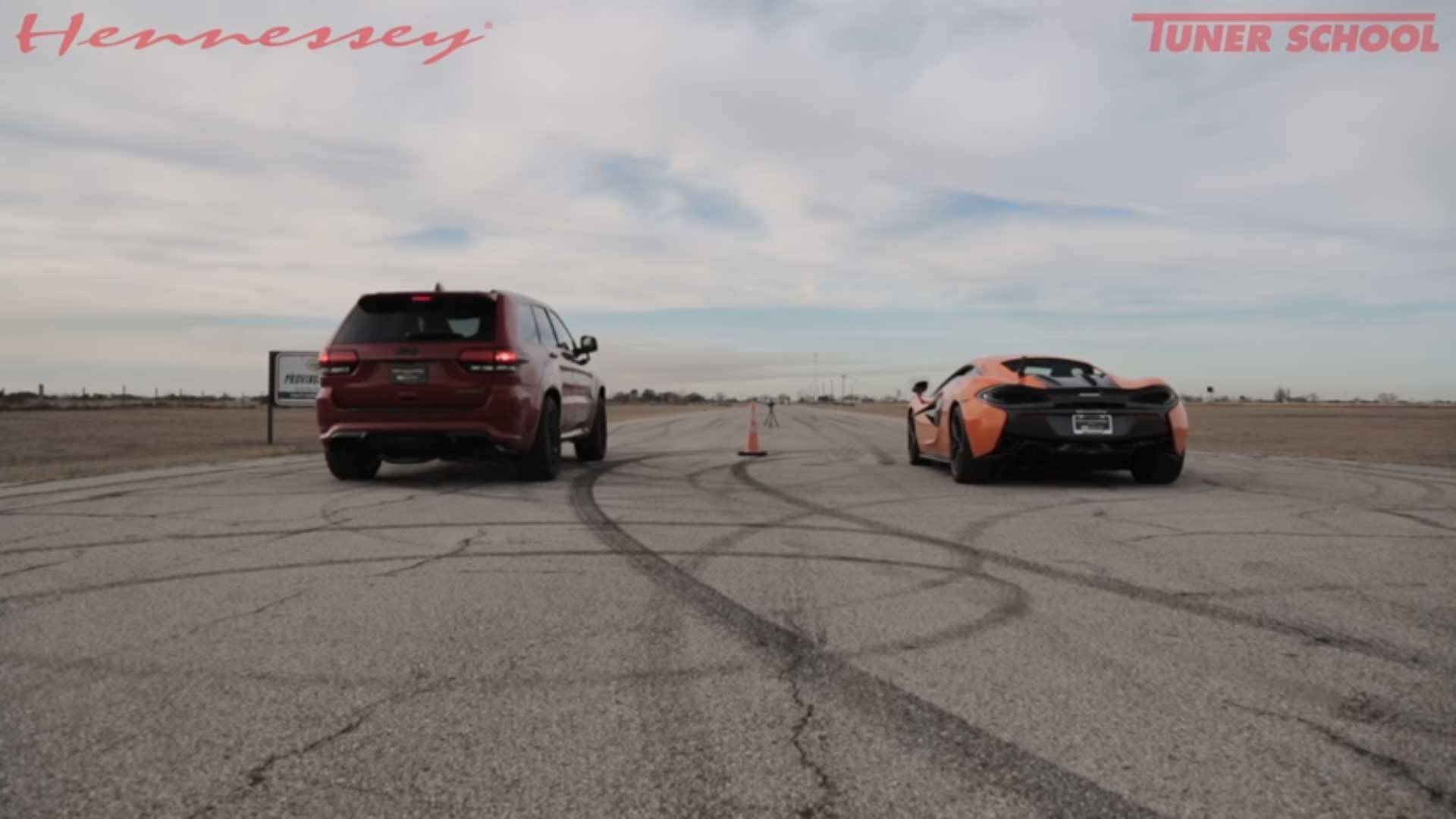 Watch This Jeep Grand Cherokee Trackhawk Drag Race A Mclaren 570s