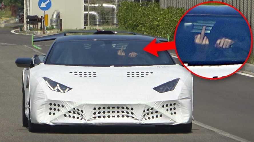 Lamborghini Huracan STO Test Driver Gives Spy Photographer The One-Finger Salute