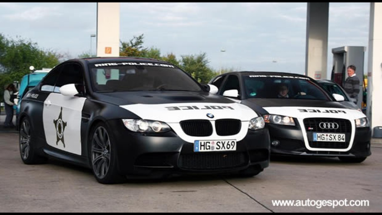 BMW M3 e Audi S3 "vestidos" como carros de polícia são flagrados próximos de Nürburgring