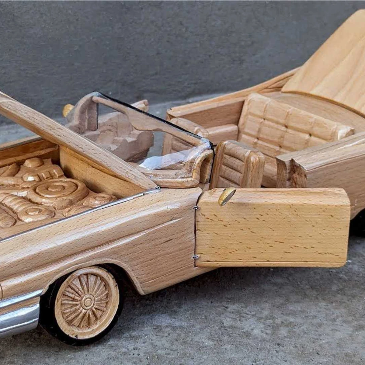 Cadillac Created From Blocks Of Wood Looks Ready For Top Down Cruising