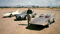 Harley Earl with Firebird I, II and III