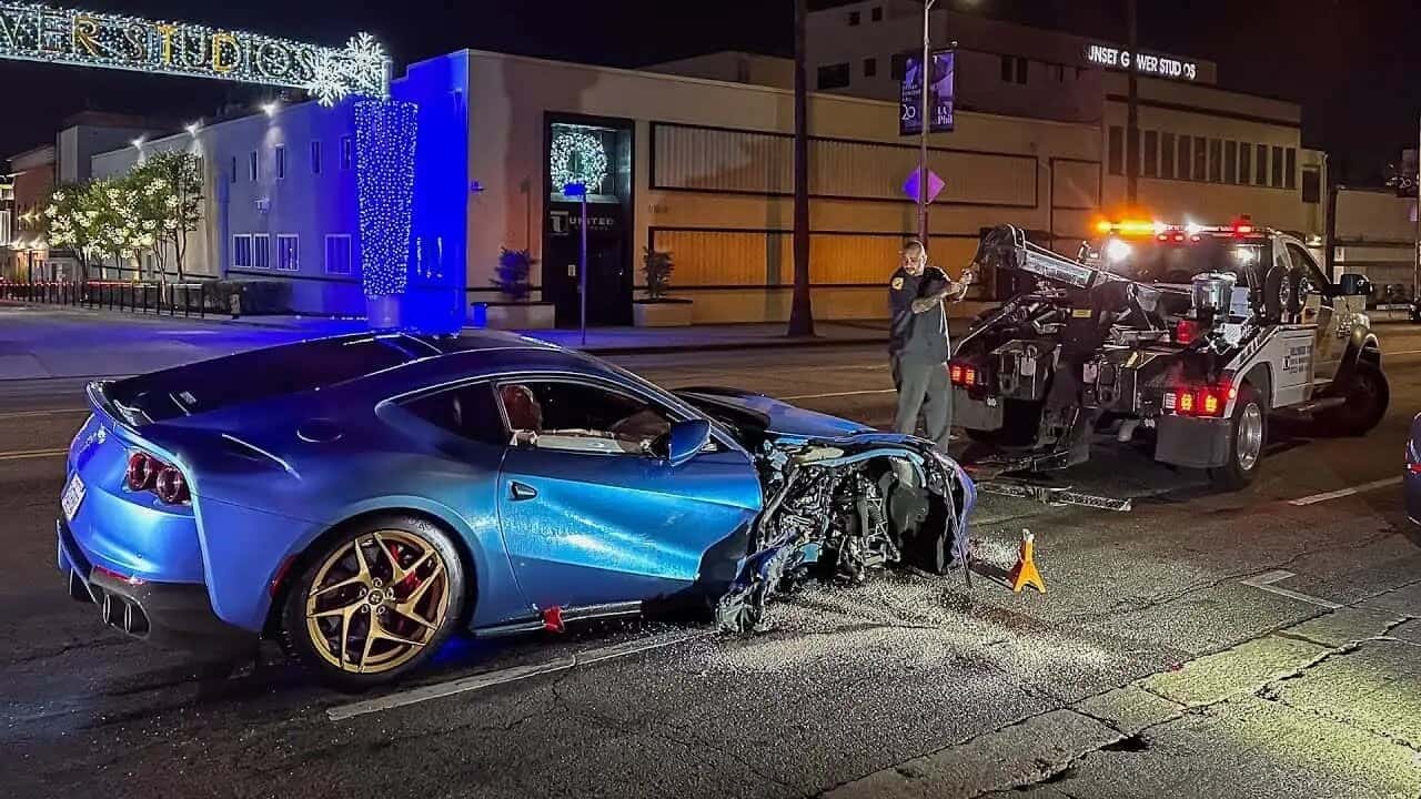 El Ferrari 812 Superfast de Michael B. Jordan acaba destrozado