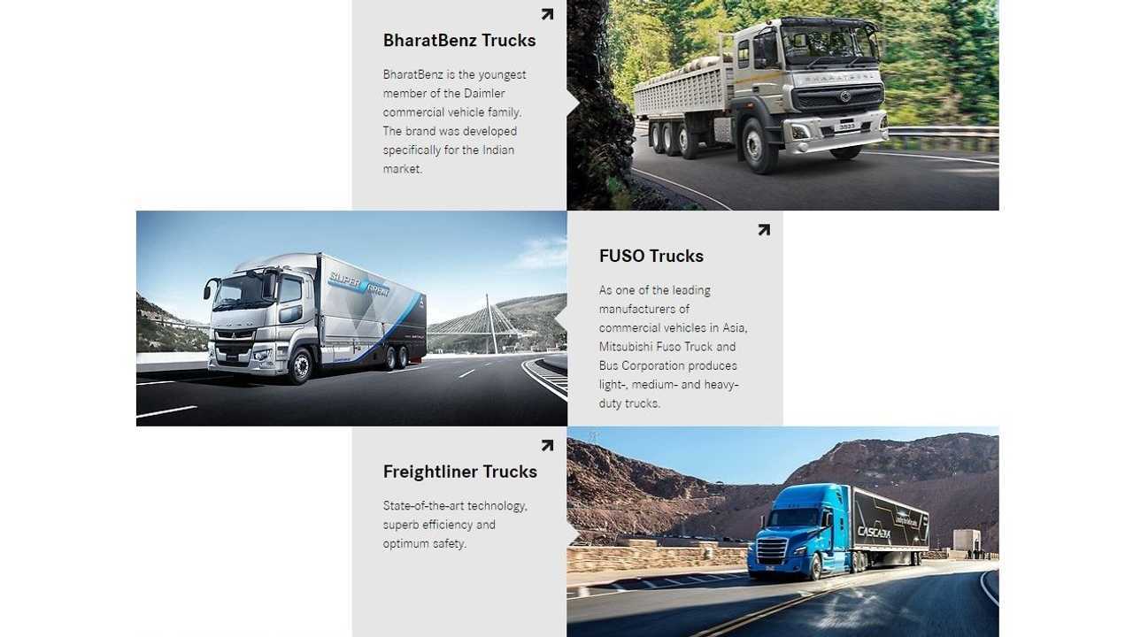 Nuovo sito Daimler Truck pagina camion marchi
