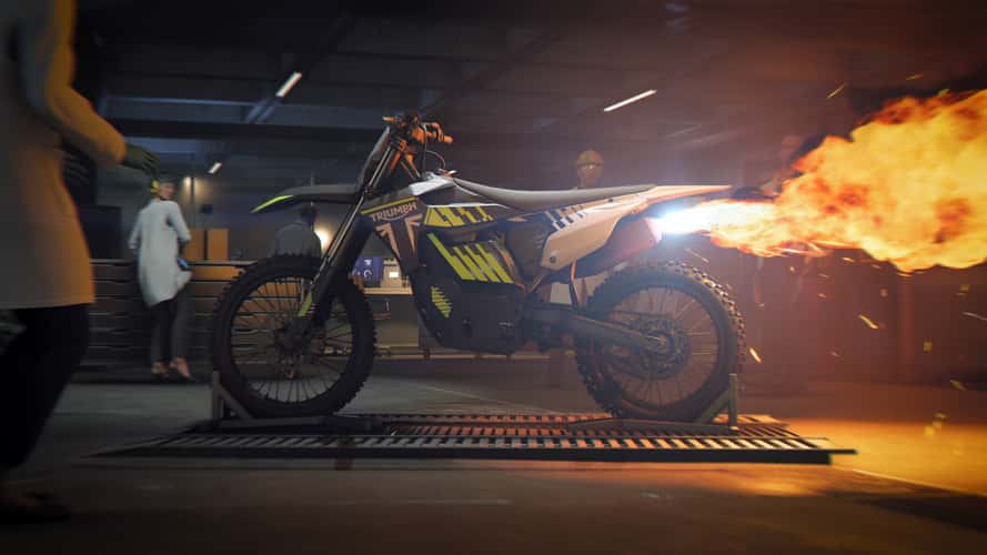 Triumph Is the Official Motorcycle Partner for the New James Bond Video Game, Featuring a TF 250-X With a Flamethrower