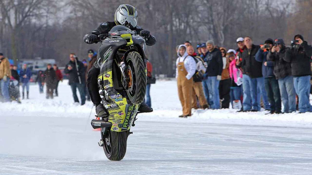 Watch the 117 mph Guinness World Record Wheelie on Ice