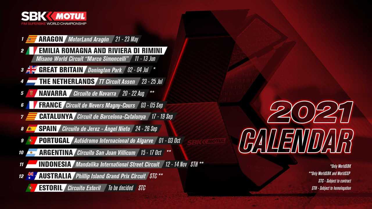 2021 World Superbike Provisional Calendar - March 2021