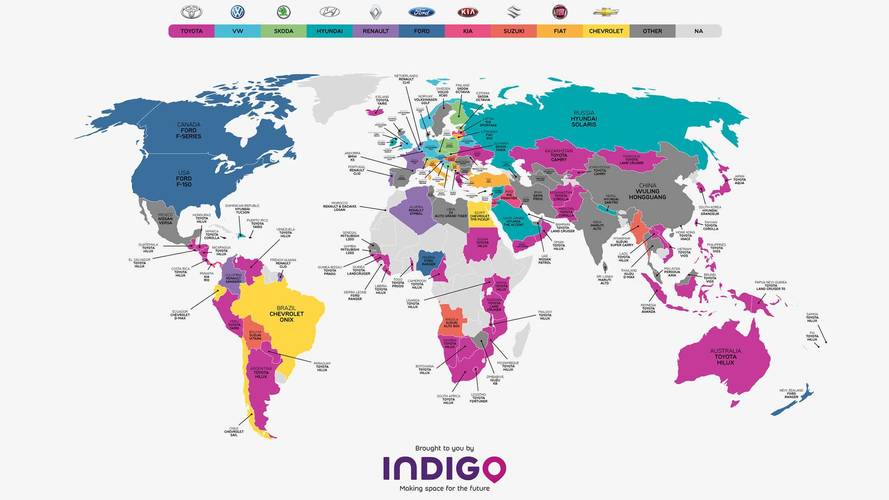 Mapa - Carros vendidos por país