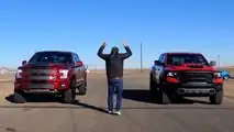 Ram TRX Vs Super Snake Vs Raptor Super Truck Drag Race