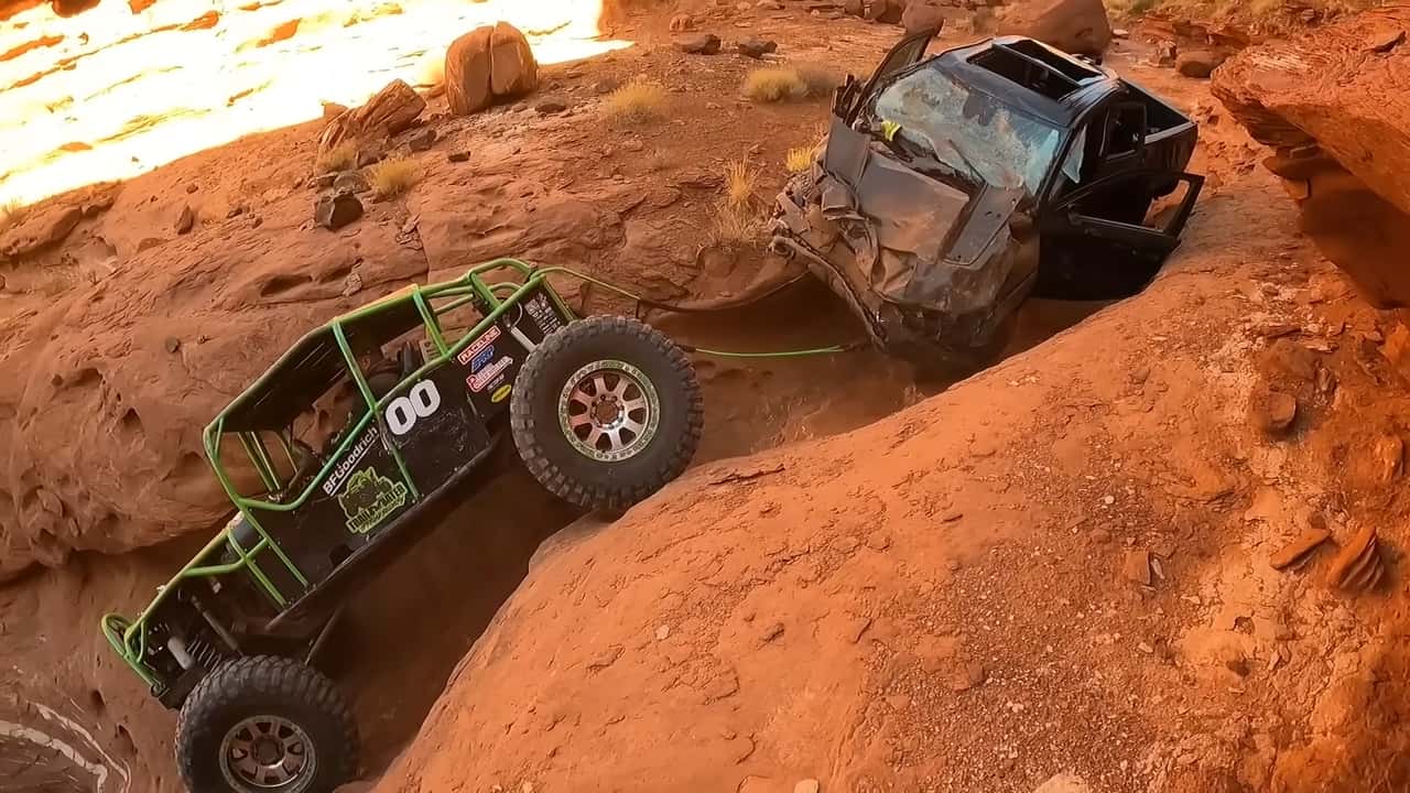 An off-road recovery of a new Ram TRX.