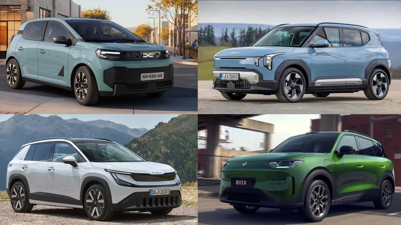 Collage aus vier kleinen Elektro-SUVs