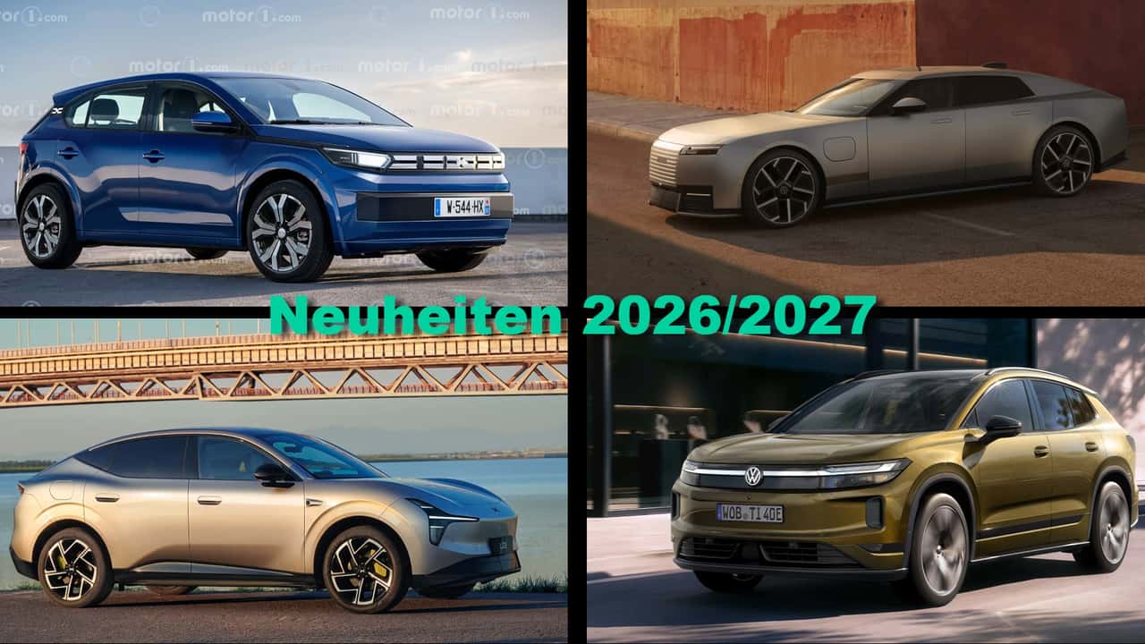 Collage: Vier Elektroauto-Neuheiten 2026/2027