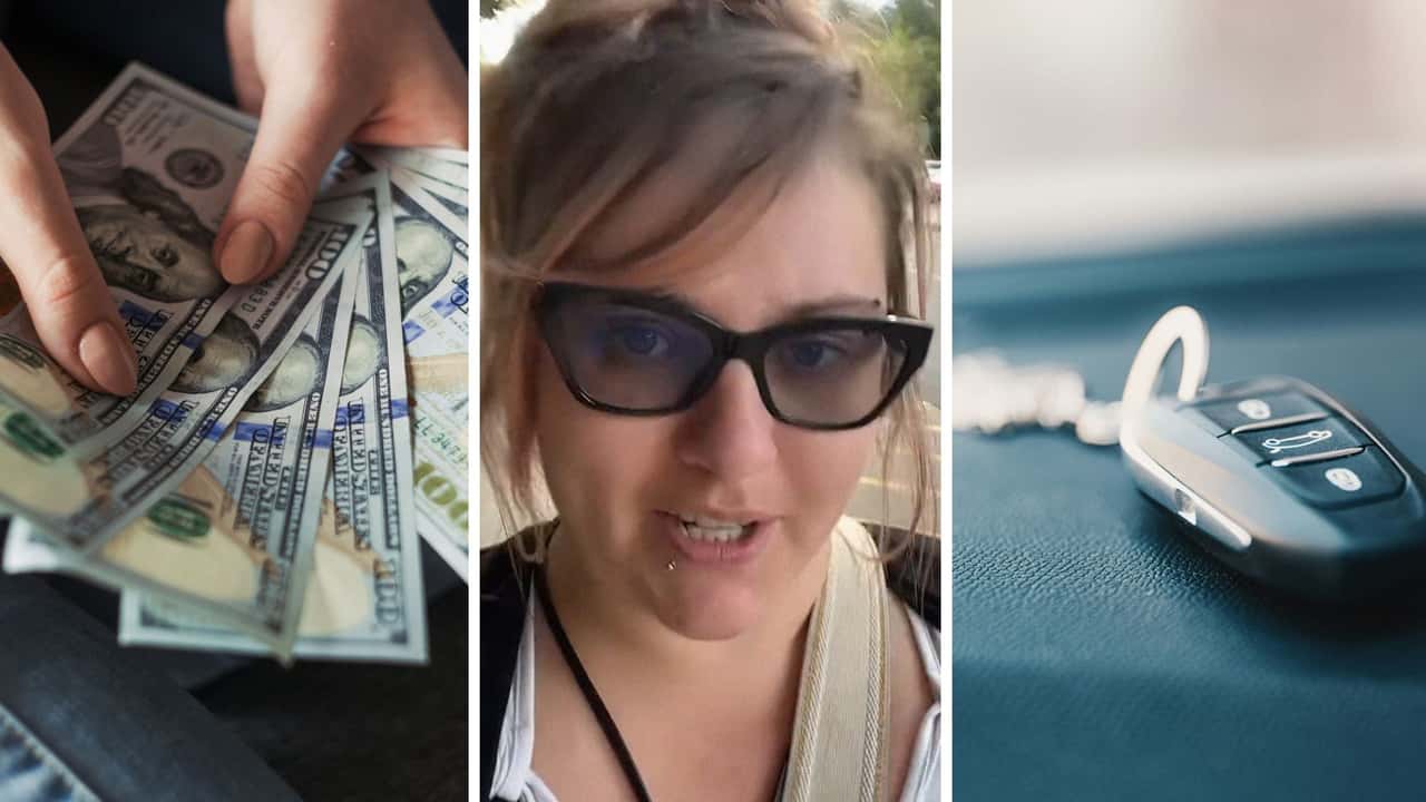 Woman makes her car payment early.