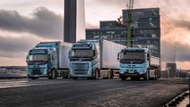 Volvo FM Electric (links), FH Electric (Mitte) und FMX Electric