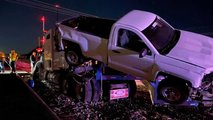 Amtrak Train Hits Car Hauler Tipped Truck