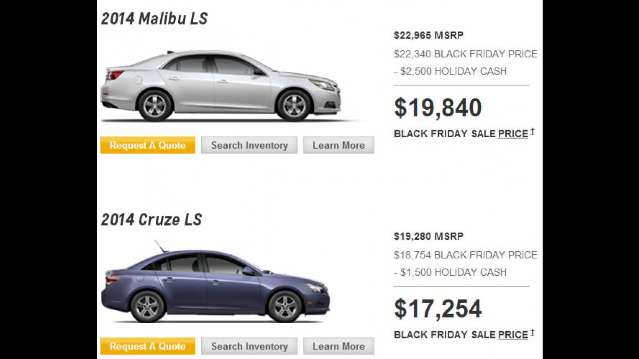 Black Friday nos EUA: VW, Chevrolet e Ford dão descontos e facilidades