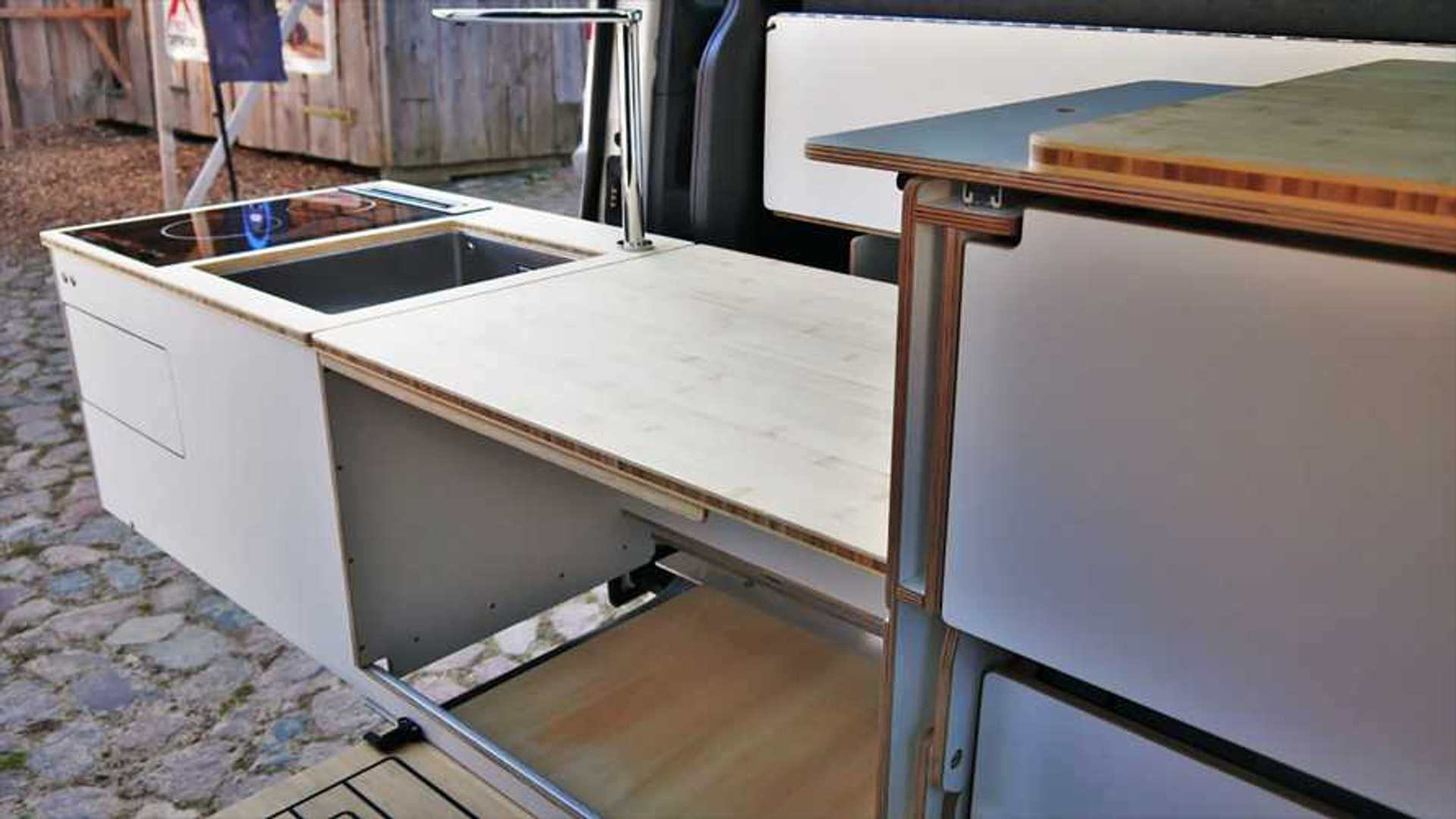 Camper Van's SlideOut Kitchen Creates A Multitasking Master
