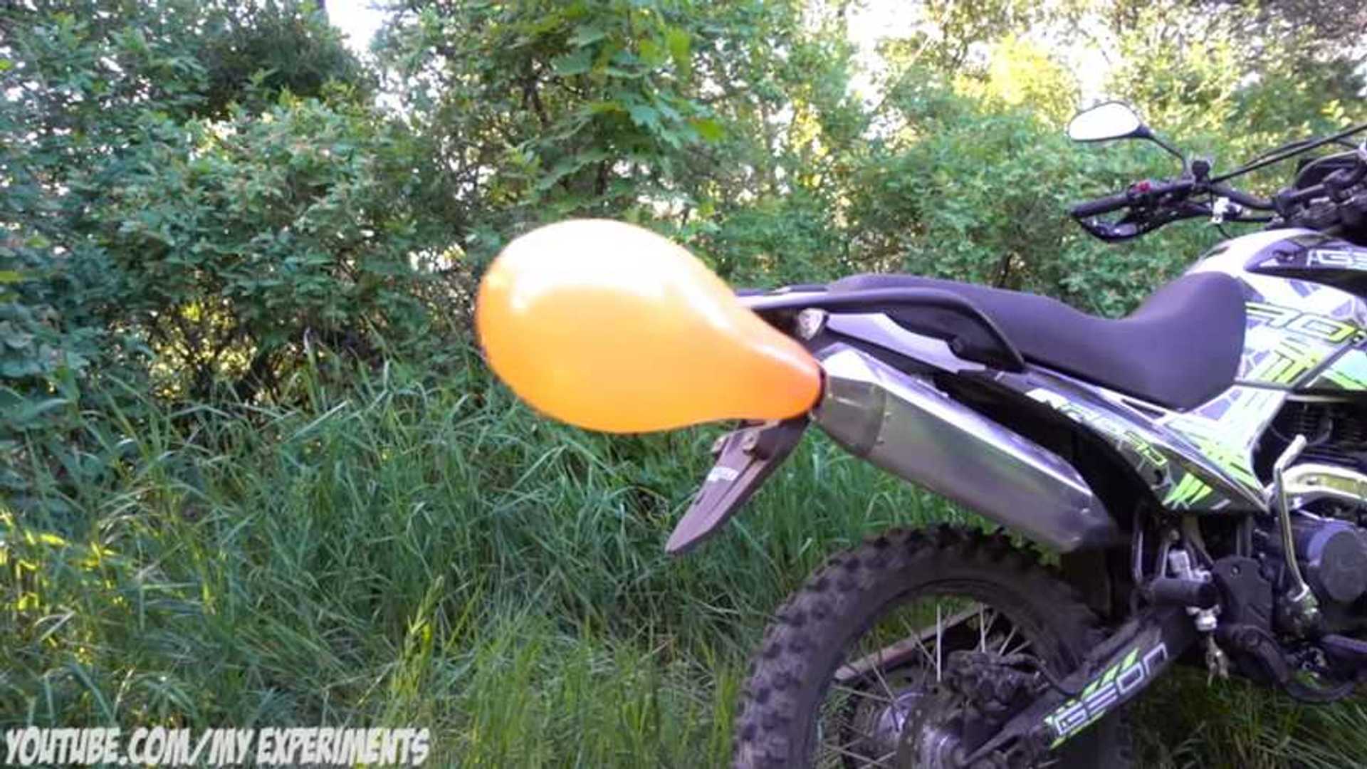 Watch As Bike Exhaust Blows Up Balloons