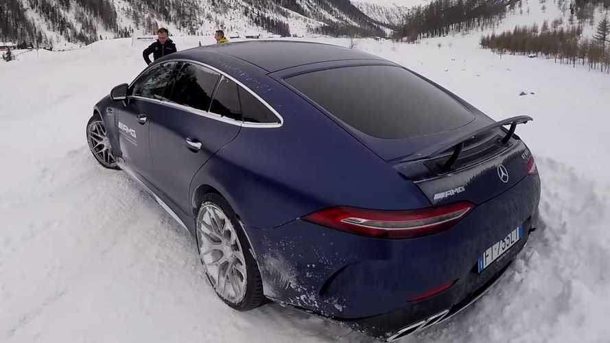 See how Mercedes-AMG models handle ice, get stuck in snowbank