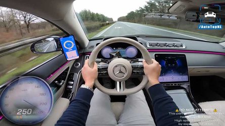 La nouvelle Mercedes S500 à fond sur autoroute allemande comme un rien
