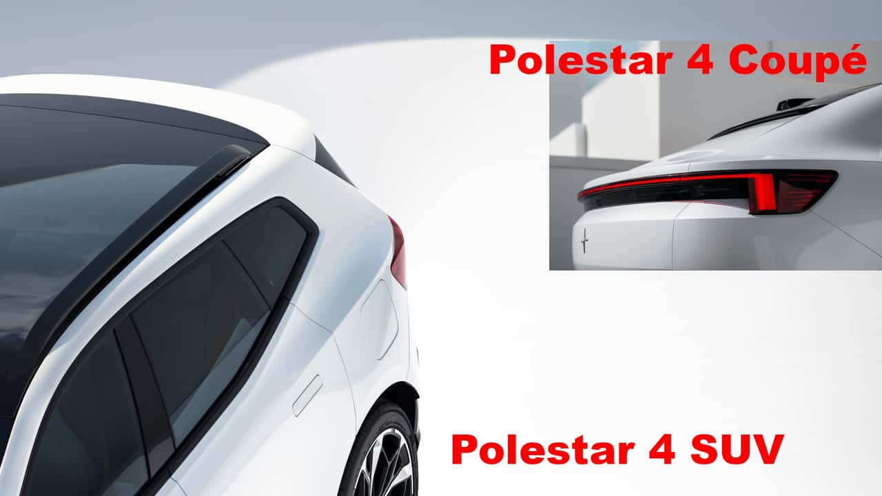 Collage: Polestar 4 SUV (links) und Polestar 4 Coupé