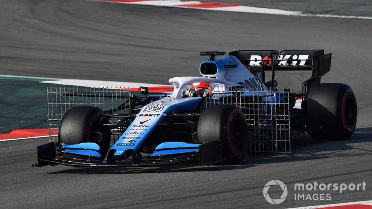 Robert Kubica with aero sensors at Barcelona Feb 2019 testing